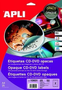 APLI / Etikett, CD/DVD, A4, teljes lefedettsg, matt, APLI 