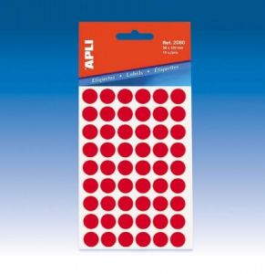 APLI / Etikett, 8 mm kr, kzzel rhat, sznes, APLI, piros, 288 etikett/csomag