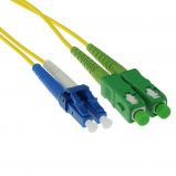 ACT LSZH Singlemode 9/125 OS2 fiber cable duplex with SC/APC and LC/PC connectors 0, 5m Yellow
