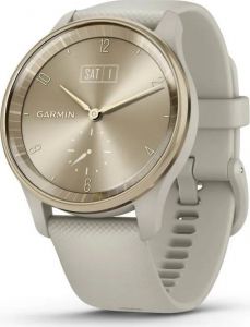 Garmin / Vivomove Trend Cream Gold Stainless Steel Bezel with French Gray Case and Silicone Band